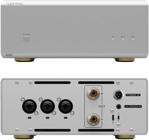 مضخم طاقة أحادي نقي TOPPING B200 - مخرج 200 وات 3 x XLR/TRS مدخل متوازن 2 مضخم NFCA منفصل مشغل 12 فولت (أسود) in Kuwait