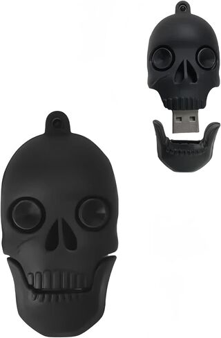 محرك أقراص فلاش USB 2.0 سعة 64 جيجابايت، رسوم متحركة جديدة للهالوين على شكل جمجمة بشرية، عصا ذاكرة من مطاط السيليكون باللون الأسود، 64 جيجابايت-هالوين-جمجمة-أسود2.0 in Kuwait