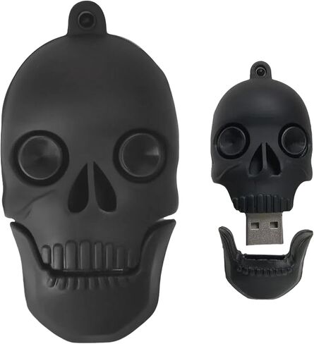 محرك أقراص فلاش USB 2.0 سعة 64 جيجابايت، رسوم متحركة جديدة للهالوين على شكل جمجمة بشرية، عصا ذاكرة من مطاط السيليكون باللون الأسود، 64 جيجابايت-هالوين-جمجمة-أسود2.0 in Kuwait