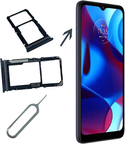حامل فتحة بطاقة SIM صينية MicroSD لهاتف Motorola Moto G Pure XT2163-1 XT2163-2pp XT2163-4 XT2163-6 XT2163-7 محول فتحة بطاقة SIM Micro Card Tray Deep Indigo in Saudi Arabia