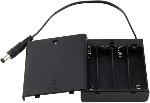 4Pcs AA DC 5.5x2.1mm Male Connector 4x1.5V 6V Battery Holder Case Box ON-Off Switch Cover Plastic Storage Boxes in Saudi Arabia