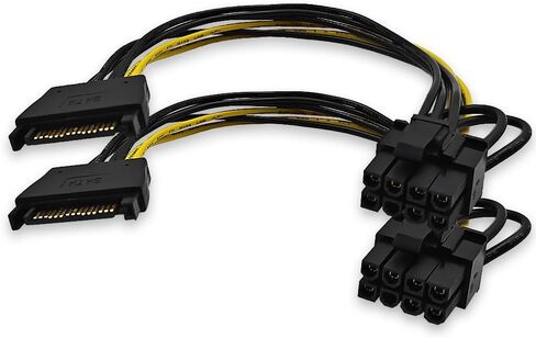 2 حزمة 7.8 بوصة 15 دبوس SATA إلى 8 (6+2) دبوس PCI Express محول كابل الطاقة، ذكر إلى ذكر in Saudi Arabia