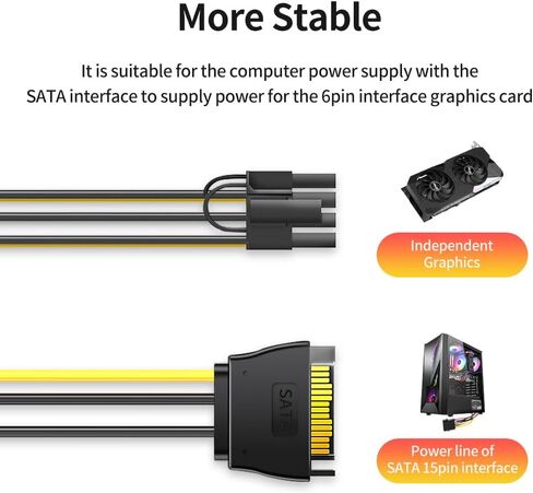 2 حزمة 7.8 بوصة 15 دبوس SATA إلى 8 (6+2) دبوس PCI Express محول كابل الطاقة، ذكر إلى ذكر in Saudi Arabia