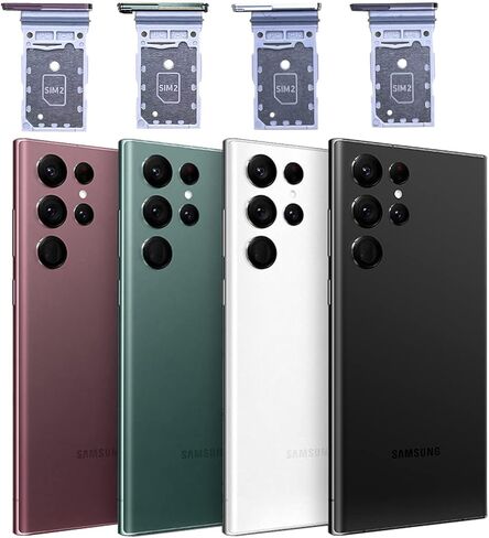 Compatible with Samsung Galaxy S22 Ultra Dual SIM Card Tray Holder Slot Replacement Parts + Open Eject Pin (White) in Kuwait