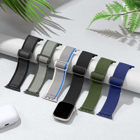 حلقة منفردة رياضية قابلة للتمدد من Maledan متوافقة مع أساور ساعة Apple 44 مم 45 مم 49 مم 42 مم 41 مم 40 مم 38 مم للرجال والنساء، 6 عبوات من الأشرطة المضفرة من النايلون لساعة Apple Ultra 2 SE iWatch Series 9 8 7 6 5 4 3 2 1 in Kuwait