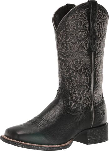 Ariat Womens Round Up Remuda Western Boot Black Deertan 9 Wide in Saudi Arabia