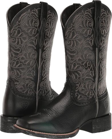 Ariat Womens Round Up Remuda Western Boot Black Deertan 9 Wide in Saudi Arabia