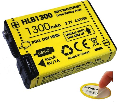 Nitecore HLB1300 USB-C Rechargeable Battery Pack for UT27, HA13 headlamps, and Bubble Lantern Sticker in Saudi Arabia