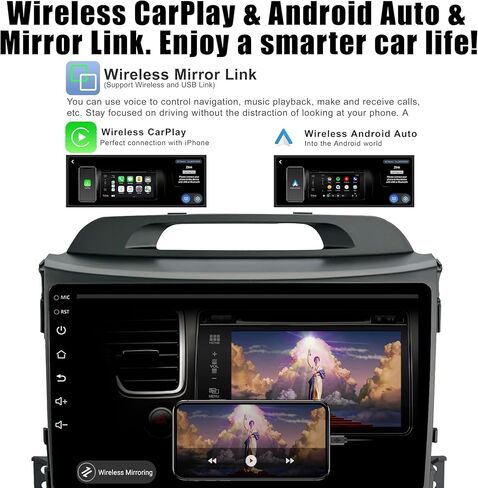 ستيريو سيارة لكيا سبورتاج 2010-2016 8 Core 4+32G مع CarPlay Android Auto، 9 بوصة 1280X720 IPS شاشة لمس بلوتوث مشغل راديو السيارة مع كاميرا احتياطية، AM/FM/RDS، AUX، DSP، SWC in Kuwait