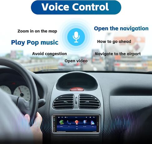 Hikity 6.9 بوصة Carplay Car Stereo Single Din Car Radio Android Auto، HD شاشة تعمل باللمس مع بلوتوث 5.0 التحكم الصوتي مرآة وصلة FM RDS EQ SWC، جهاز استقبال صوت السيارة مع USB/SWC/MIC/AUX-in in Saudi Arabia