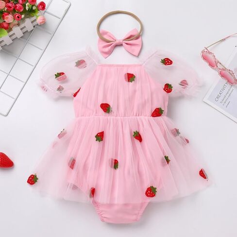 IBTOM CASTLE Baby Girl Romper Dress Princess Floral First Birthday Cake Smash Outfit Tutu Dress Bodysuit Set with Headband in Saudi Arabia