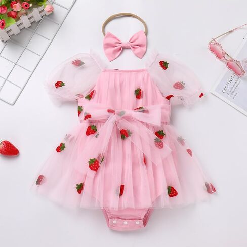 IBTOM CASTLE Baby Girl Romper Dress Princess Floral First Birthday Cake Smash Outfit Tutu Dress Bodysuit Set with Headband in Saudi Arabia