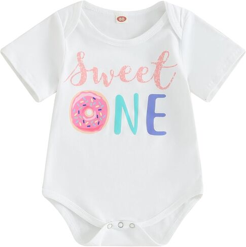 Lamuusaa Toddler Baby Girl Birthday Outfit Miss Onederful/Sweet One Romper Shirts One Piece Bodysuit Birthday Gift in Saudi Arabia