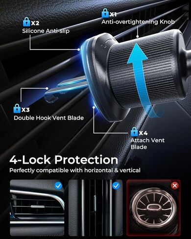 MRGLAS 2024 Car Phone Holder Mount,Universal Cell Phone Car Mount [Upgraded Vent Clip & Phone Clamp Never Fall Off] Air Vent Phone Holders for Your Car, Automobile Cradle for iPhone All Smartphones in Saudi Arabia