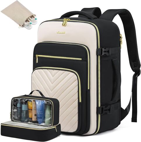 LOVEVOOK Large Travel Backpack for Women, Carry On Bag Backpack Flight Approved, 40L TSA Personal Item Travel Bag with 3 Packing Cubes, Waterproof 17 Inch Laptop Hiking Casual Bag Backpack in Saudi Arabia