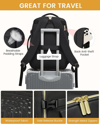 LOVEVOOK Large Travel Backpack for Women, Carry On Bag Backpack Flight Approved, 40L TSA Personal Item Travel Bag with 3 Packing Cubes, Waterproof 17 Inch Laptop Hiking Casual Bag Backpack in Saudi Arabia