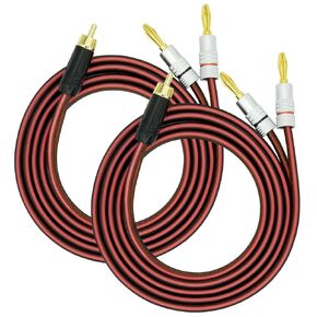 2Pack RCA Plug to 2 Banana Plugs Speaker Wire Banana Plugs to RCA Plugs Speaker Cable 4N OFC 14AWG Pure Copper Gold Plated Plug. 5FT