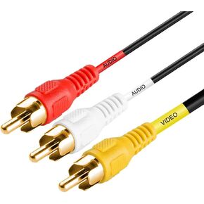 Cmple - 3-Male RCA to 3-Male RCA Composite Video Audio A/V AV Cable Gold Plated - 1.5 Feet