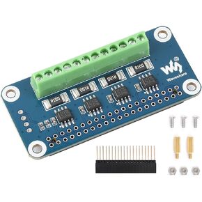 4-CH Current/Voltage/Power Monitor HAT for Raspberry Pi 4B/3B+/3B/2B/B+/A+/Zero/W, I2C/SMBus Interface Onboard 0.1Ω 1％ Sampling Resistor Measure Bi-Directional Current up to 3.2A Embed 12-bit ADC