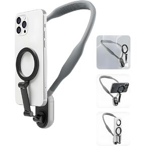حامل مغناطيسي للرقبة للهواتف، حامل هاتف خلوي معلق على الرقبة POV/Vlog Selfie Selfie قلادة بدون استخدام اليدين حزام الهاتف تسجيل فيديو لهاتف iPhone 15 14 13 12 وهواتف Android لمنشئي المحتوى in Kuwait