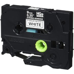 Brother Genuine P-touch, HGE-S221 5 Pack Tape (HGES2215PK) 0.35" (9mm) x 26.2ft (8m) Extra Strength Adhesive, Black on White, Indoor/Outdoor Use, Extreme Temps, Chemical and Moisture Resistant