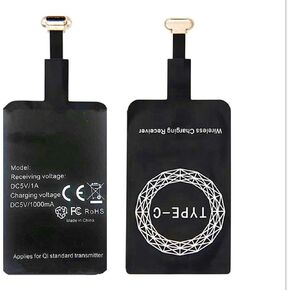 Wireless Charging Receiver Adapter with Qi Wireless Charging Receiver and Adapter Compatible with Google Pixel, Samsung, LG, and Other USB-C Android Phones USB Type-C