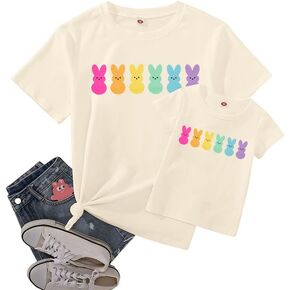Easter Mama Bunny Baby Bunny Shirt Easter Bunny Peeps Shirt for Women Kids Family Matching Easter Day Shirts
