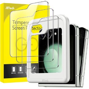JETech Front Screen Protector for Samsung Galaxy Z Flip 6, Tempered Glass Film with Easy Installation Tool, Case-Friendly, HD Clear, 3-Pack