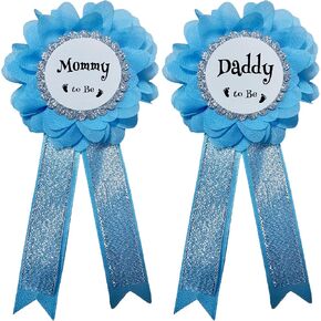 Daddy to be & Mommy to be Corsage Pins Kit, Baby Shower Photo Props New Dad Mom Gifts Rosette Button for Gender Reveals Party Celebration