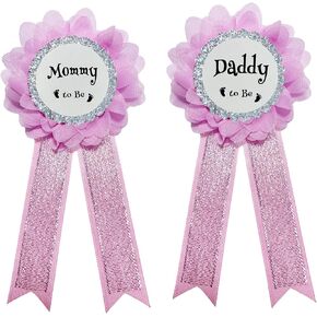 مجموعة دبابيس Daddy to be & Mommy to be، دعائم صور لحفلات استقبال المولود الجديد، هدايا جديدة للأب والأم، زر روزيت للكشف عن الجنس والاحتفال بالحفلات