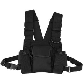 Universal Radio Chest Pack, Nylon Radio Chest Harness Chest Front Pack Pouch Holster Vest Rig for Two Way Radio Walkie Talkie