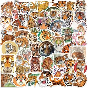 50 PCS Cute Tiger Stickers Animals sticker Waterproof Vinyl Decal for Journaling Laptop Scrapbook Water Bottles Phone Caps Luggage for Adults Teens Kids Womens