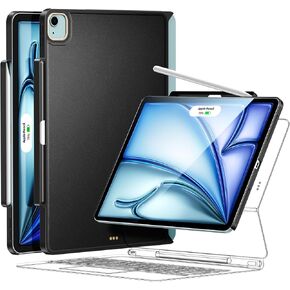 Magic-Keyboard Compatible Case for iPad-Air 11inch - M2 Cases with Pencil Holder for Smart Keyboard Folio Slim Back Cover, for 10.9" iPad Air 4/5/6th Generation (Keyboard Not Included, Black)