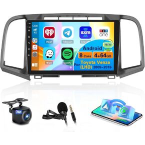 راديو ترقية ستيريو للسيارة 8-Core 4+64G Android 13 لسيارة Toyota Venza 2009-2016(LHD)، شاشة لمس عالية الدقة 9 بوصة مع CarPlay اللاسلكي وAndroid Auto، كاميرا احتياطية AHD، وصلة مرآة، ملاحة GPS