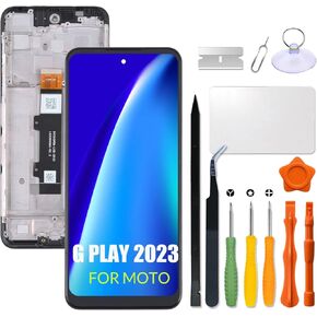 Replacement for Motorola Moto G Play 2023 LCD Screen with Frame for Moto Gplay 2023 XT2271 XT2271-5 Screen Touch Digitizer Assembly LCD Display with Repair kit(Black with Frame)
