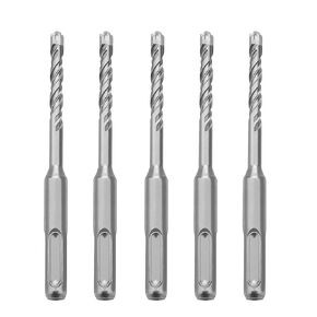 5 Pack 1/4 in x 4.33 in (6 x 110mm) SDS Plus Rotary Hammer Drill Bit, Concrete Drill Bit,Masonry Drill Bit for Concrete, Brick and Cement,(1/4 in x 4.33 in (6 x 110mm)