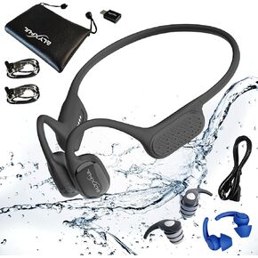 Swimming Bone Conduction Headphones, IP68 Waterproof, Built-in 64G Memory, Open-Ear Wireless Bluetooth Underwater Earphones with MP3 mode for Running, Cycling and Working Out in Saudi Arabia