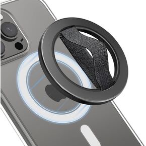EWA MagOne Lite 2nd Gen Phone Grip with Replaceable Elastic Finger Loop, Removable Magnetic Ring Holder Loop, Accessories for iPhone 15, 14, 13 Pro/Max/Plus-Black