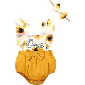 Baby Girls First Birthday Outfit One Year Old Birthday Clothes 1st Birthday Sunflower Bodysuit