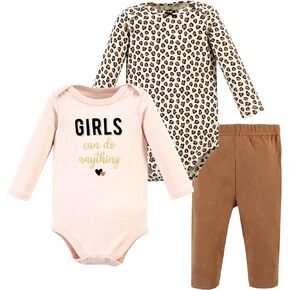 Hudson Baby Unisex Baby Cotton Bodysuit and Pant Set, Cinnamon Hearts Long Sleeve, 9-12 Months