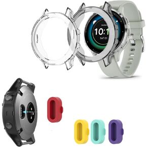 SmartWatch Screen Protector Case Compatible for Garmin Venu 3s 41mm Soft Frame TPU Protective Cover and Silicone Charging Dust Plug (Pack of 4+2)[Not for Venu 2/2S/]
