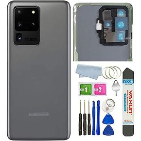 Galaxy S20 Ultra Back Glass Cover Waterproof Housing Door with Camera Glass Lens and Tape Parts Replacement for Samsung Galaxy S20 Ultra 6.9" LTE G988B/DS,S20 Ultra 5G SM-G988 (Cosmic Gray)