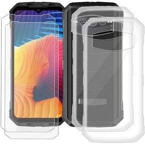 Cover for Doogee V Max (6.58") Phone case Shell Soft Silicone Phone Protective Cases TPU 2Pcs Black Bumpers +2Pcs 9H Hardness HD Tempered Glass Screen Protector