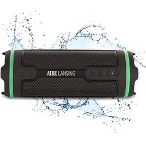 Altec Lansing Portable Bluetooth Speaker HYDRAMOTION 2.0 Outdoor Adventure Series, Waterproof IP67, 12W Output, 16H Battery, RGB Lights, Mountable, USB-C Quick Charge, Voice Assistant - Black