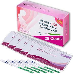 توفر شرائط اختبار الحمل قياسًا حساسًا ودقيقًا للكشف المبكر - 25 شريط اختبار HCG بدقة تزيد عن 99% من اختبارات الحمل المبكرة، سهلة الاستخدام لاختبارات الحمل المنزلية in Kuwait