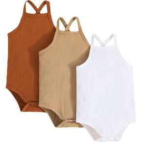 بدلة رومبير للفتيات الصغيرات مضلعة من قطعة واحدة بشكل عام بدون أكمام وحزام قابل للتعديل ملابس صيفية in Kuwait