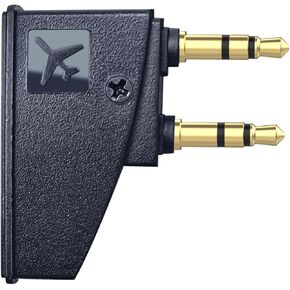 Dual 3.5mm Male to 3.5mm Female Airplane Headphone Adapter, Gold-Plated Tip, Foldable Plug, Compatible with Bose headphones and Other 3.5mm Jack Devices