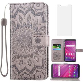 حافظة هاتف Asuwish لهاتف Alcatel Lumos (DALN5023) / Axel (5004R) محفظة مع واقي شاشة من الزجاج المقسى وغطاء قلاب رفيع من جلد عباد الشمس وحامل بطاقات وحامل ملحقات الخلية محور نسائي ذهبي وردي