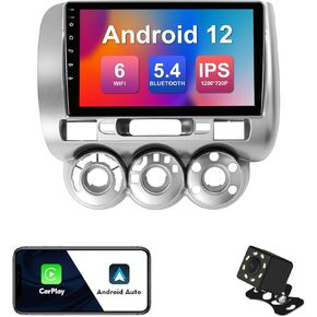 2+32G 10.1-inch Android 12 Car Stereo for Honda Fit 2004-2007 IPS Touchscreen Screen Car Radio with Carplay & Android Auto Support Backup Camera GPS FM Navi BT SWC