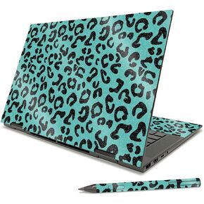 MightySkins Glossy Glitter Skin Compatible with HP Envy x360 15" (2021) - Teal Leopard | Protective, Durable High-Gloss Glitter Finish | Easy to Apply, Remove, and Change Styles | Made in The USA